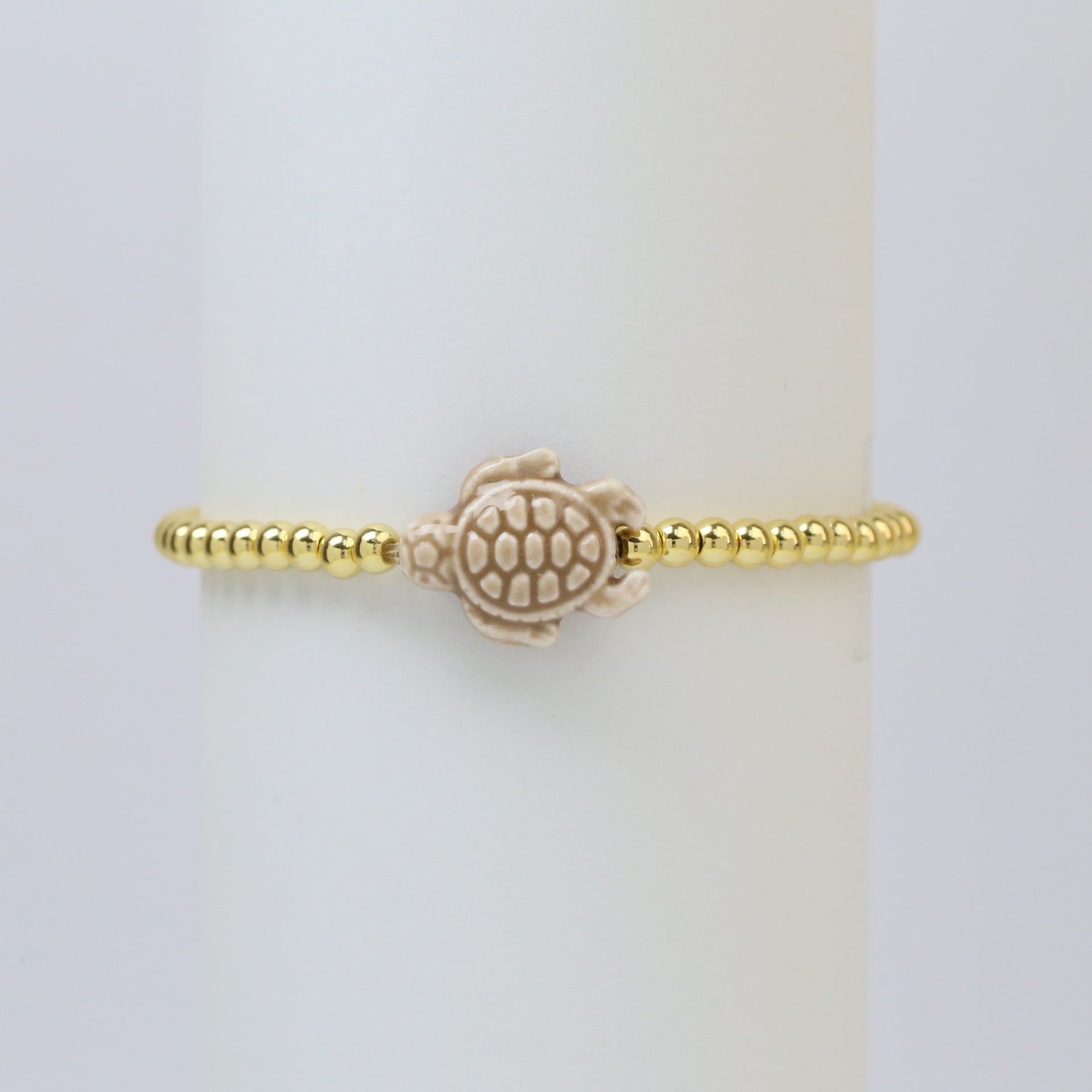 Wholesale Beach style ceramic glass colorful turtle elastic rope copper bead bracelet