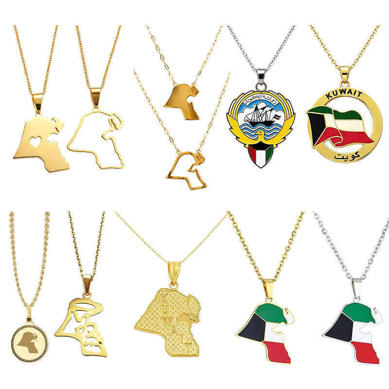 Wholesale Kuwait Map Pendant Necklace Fashion Accessory Party Gift