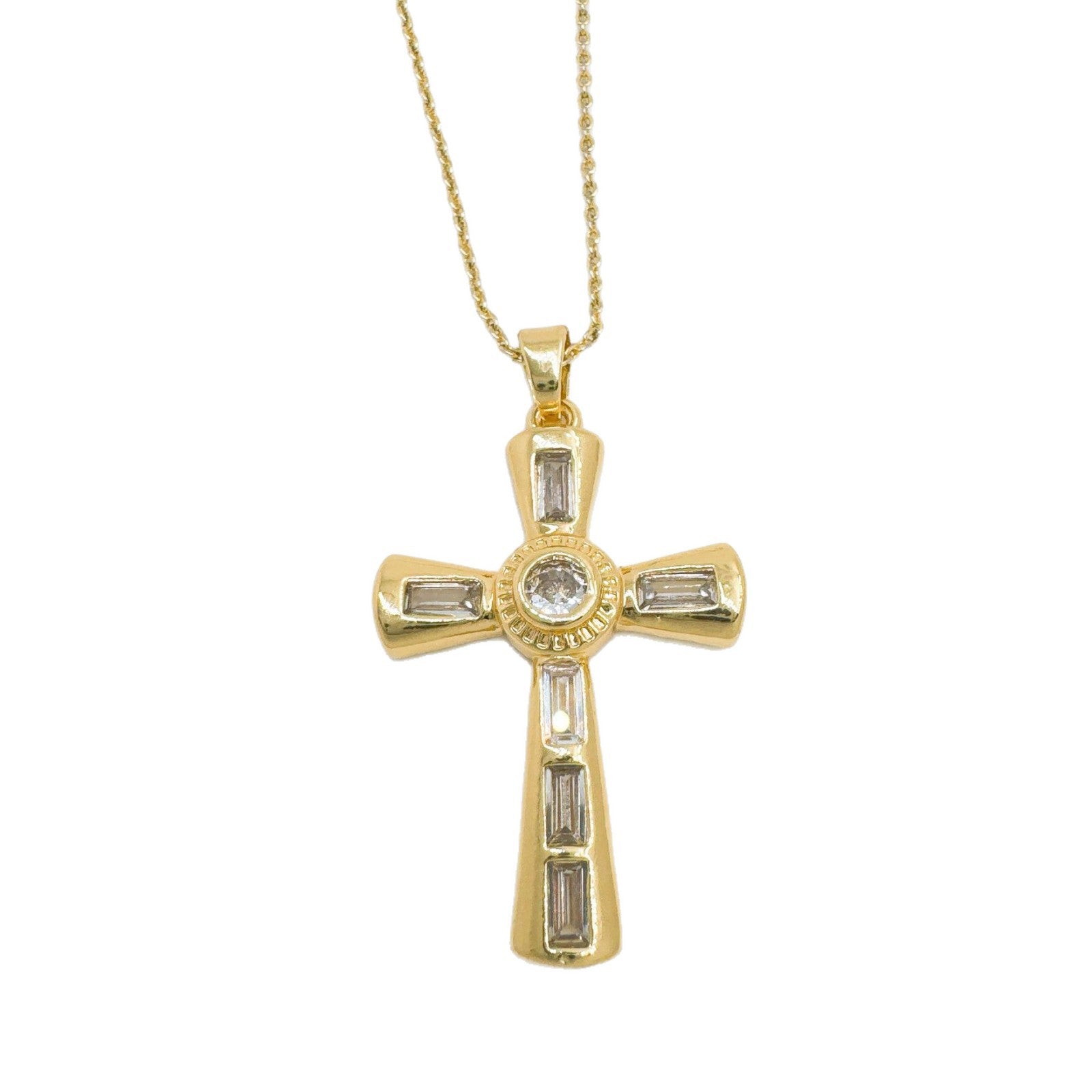 Wholesale Gold Plated Zircon Cross Pendant Jewelry Accessory