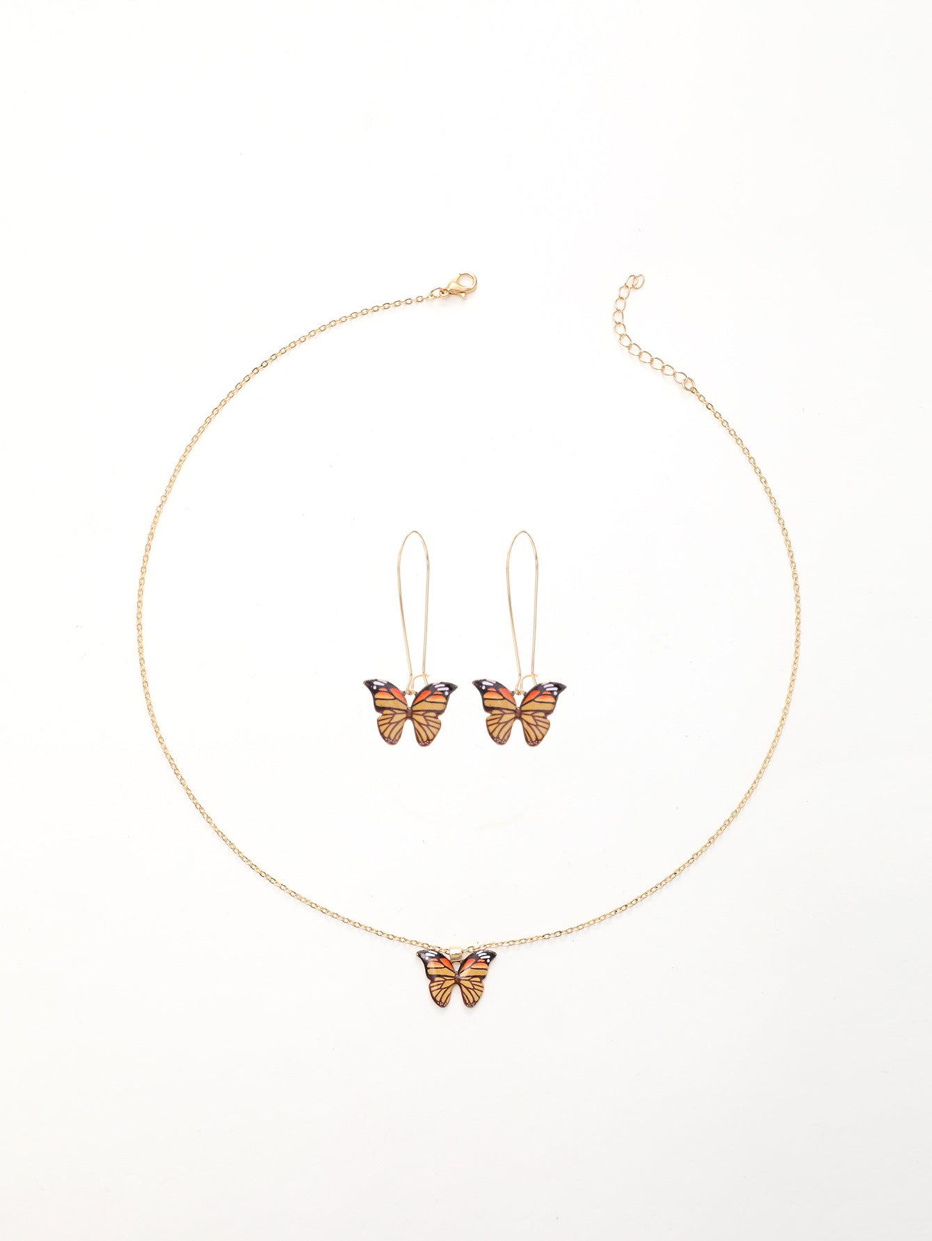 Wholesale  Three-piece Set Summer Beach Style Color Butterfly Gold Chain