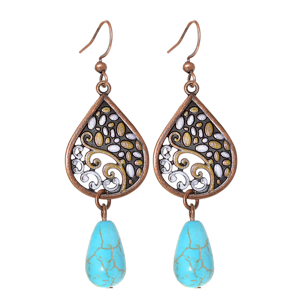 Wholesale Retro Ethnic Style Cut Out Tassel Earring Set 12 Pairs Zinc Alloy for Everyday Wear