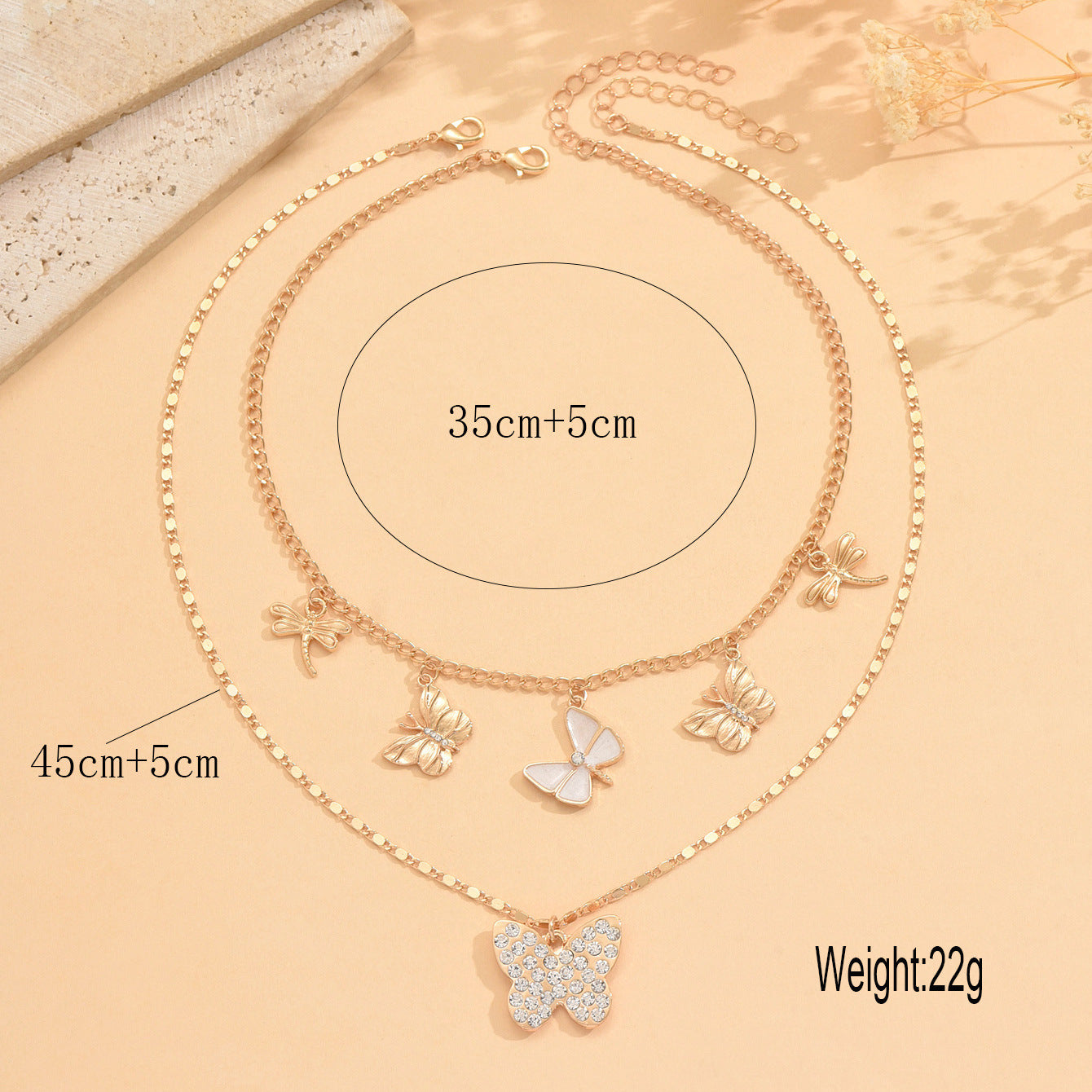 Wholesale metal three-dimensional butterfly and dragonfly pendant necklace