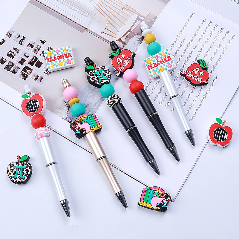 Wholesale 20pcs Apple Books Silicone Focal Beads DIY Beaded Pen Accessories ACC-BDS-HeXing021