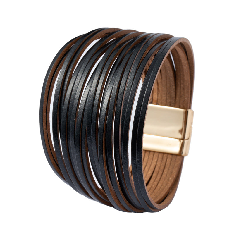 Wholesale Gradient Leather Cord Mixed Color Leather Bracelet ACC-BT-Shangy005