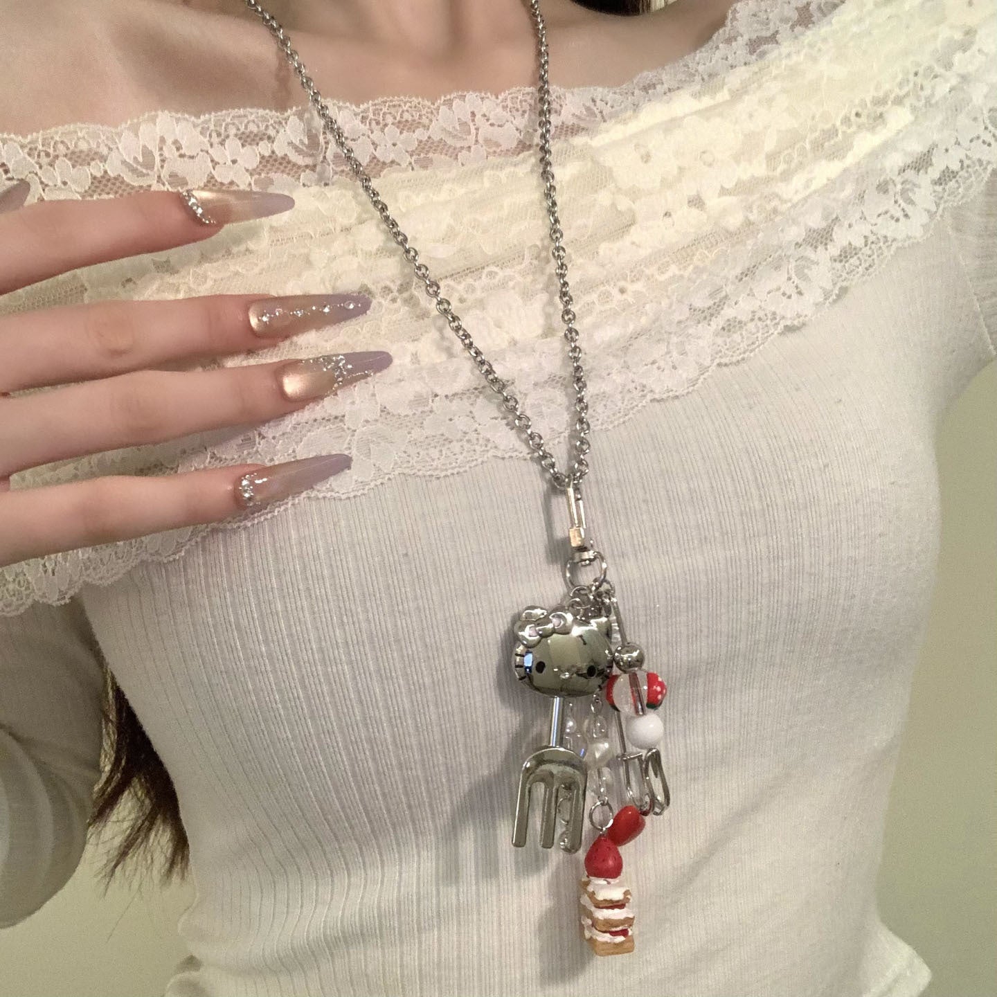 Wholesale Cake spoon long necklace