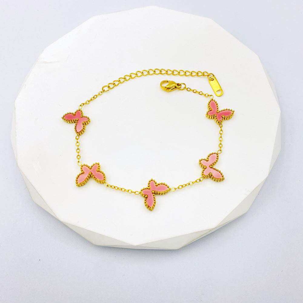 Wholesale Titanium Steel Butterfly Mother-of-pearl Bracelet ACC-BT-QianHui003