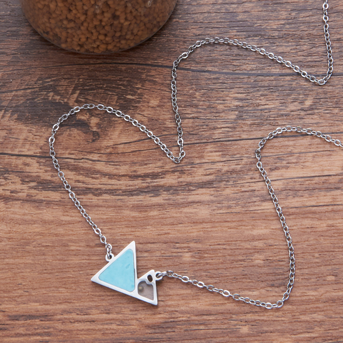 Wholesale Trendy Simple Stainless Steel Necklace - Turquoise &  Shell Design Jewelry Accessory for Gift or Boutique Resale