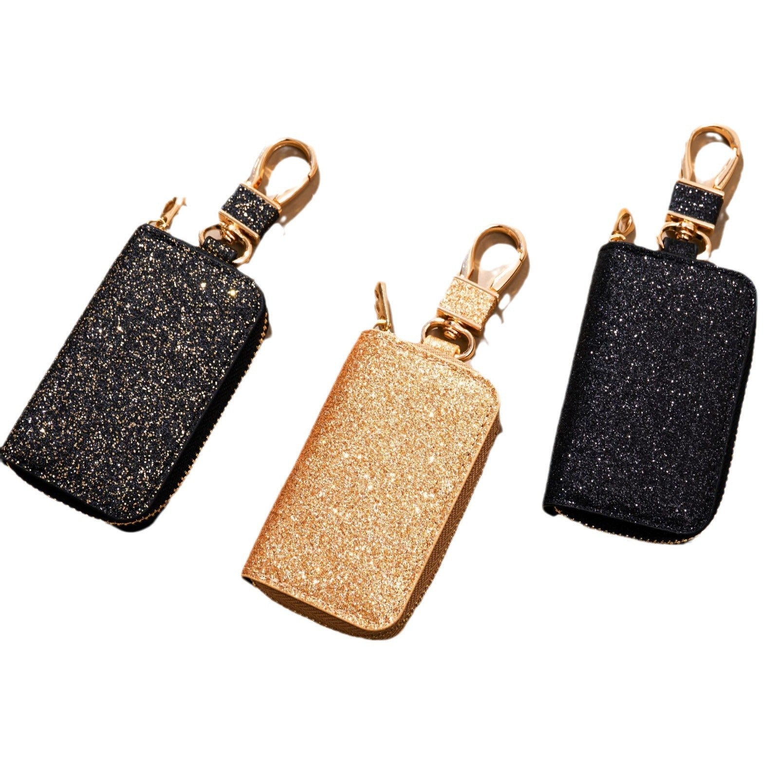 Wholesale Stylish Sequin Car Key Bag PU Leather Key Organizer Decorative Accessory For Men And Women