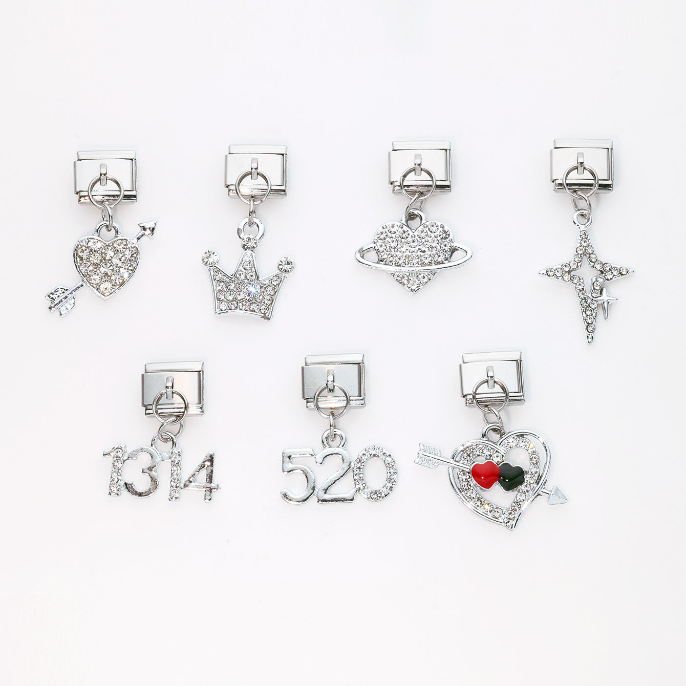 Wholesale 10pcs Italian Charm Bracelet 9mm DIY Splicing Heart Star Series Stainless Steel Composable Bracelet