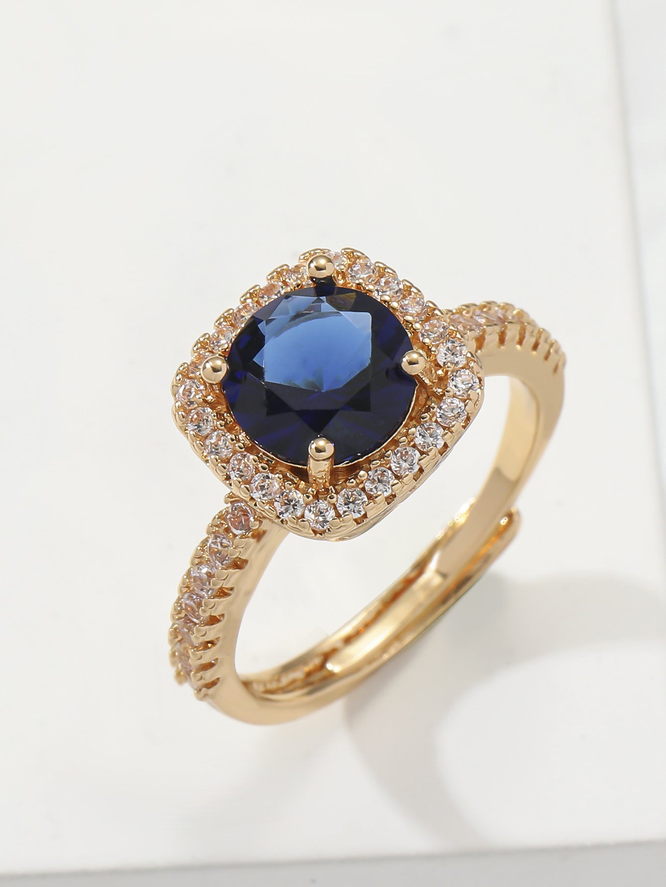 Wholesale inlaid zircon square adjustable quality ring for women