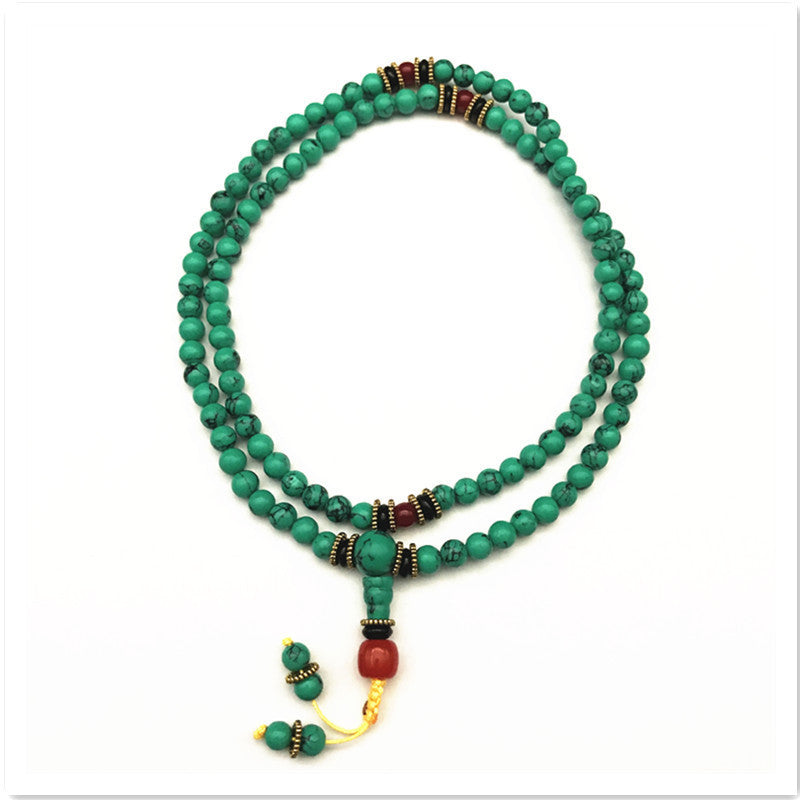 Wholesale Fashion Tibetan Style Beaded Bracelet,  Imitation Turquoise with Fu Charm,  Unisex Jewelry Accessory
