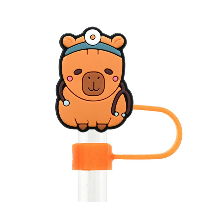 Wholesale Random 100pcs cartoon medical   10mm PVC Soft Straw Tube Cap