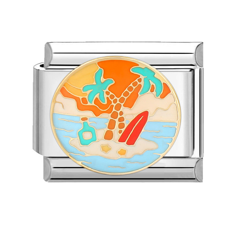 Wholesale  Italian Charm Bracelet 9mm DIY Splicing Removable Orange Holiday Collection Titanium Steel  Composable Bracelet