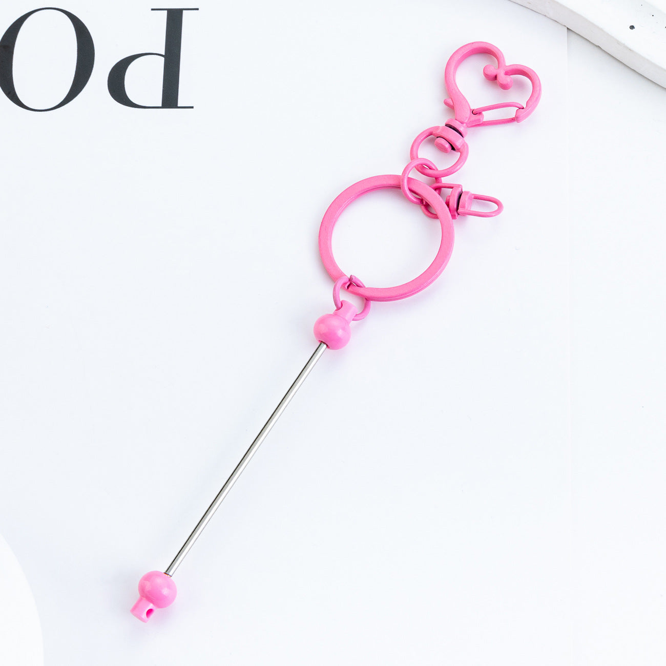 Wholesale DIY Beaded Heart Keychain Pendant Beadable Keychains