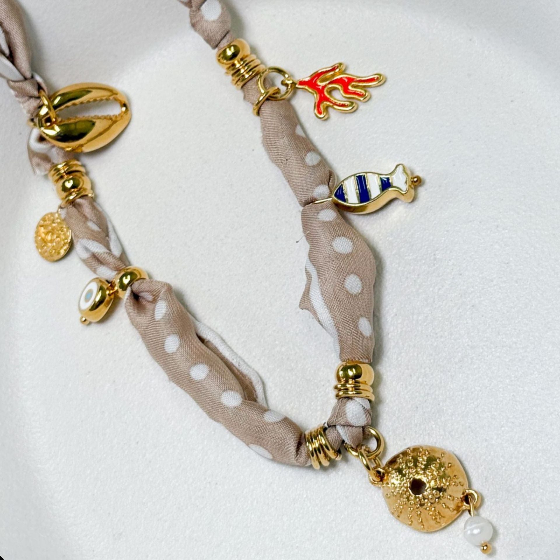 Wholesale Stainless Steel Multi-Pendant Knotted Ribbon Cloth Necklace