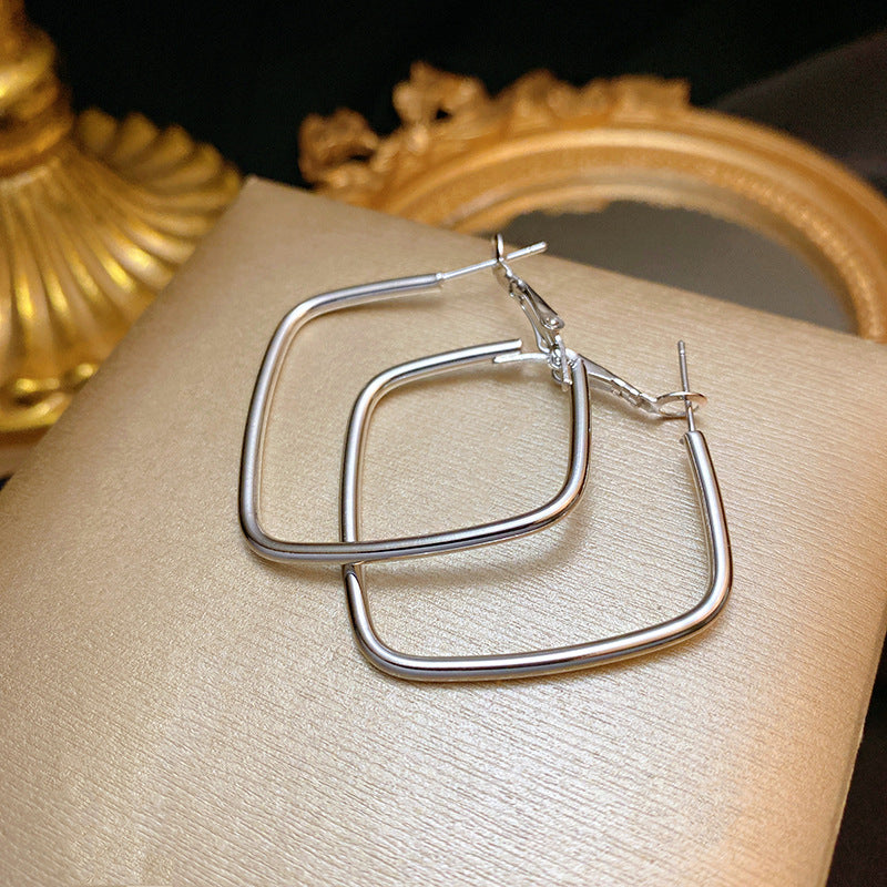 Wholesale 925 silver needle exaggerated geometric metal earrings