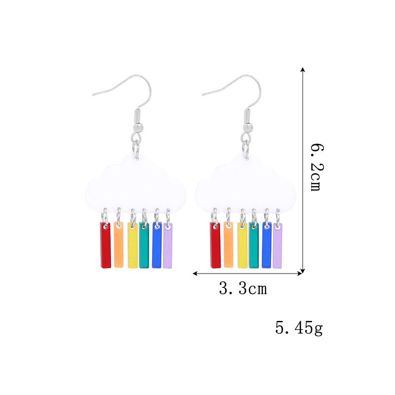 Wholesale LGBT Pride Month Rainbow Alloy Earrings ACC-ES-BinLi002