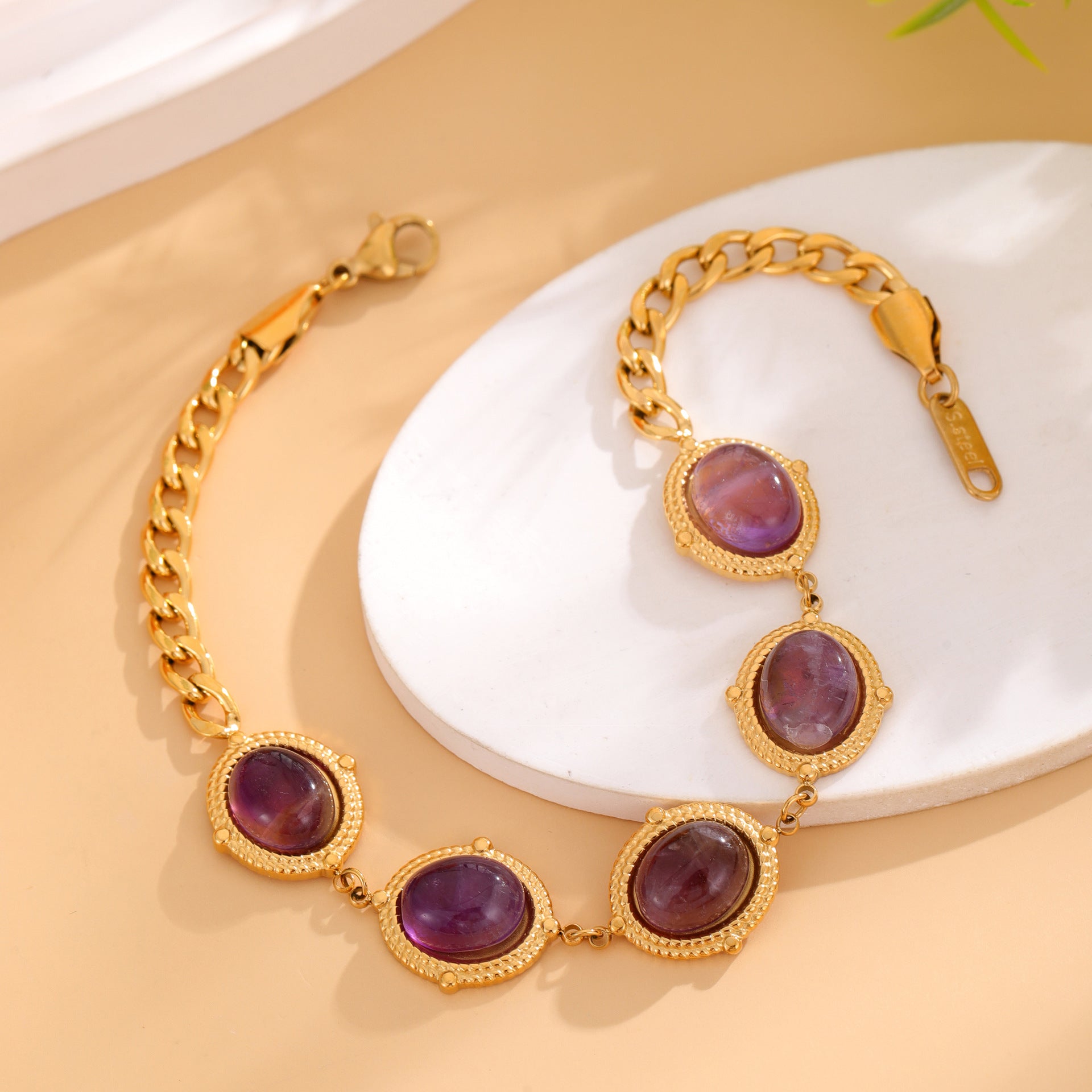 Wholesale Baroque Stainless Steel Bracelet Natural Stone Bracelet Accessories