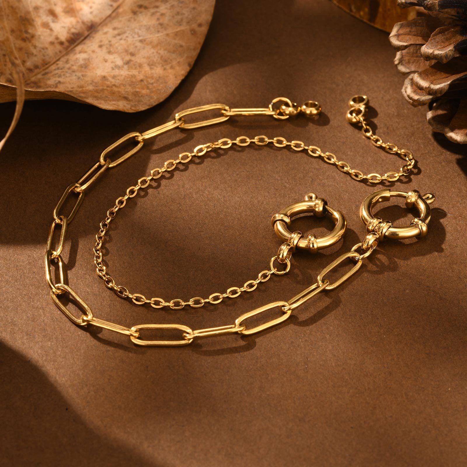 Wholesale Women S Gold Stainless Steel Flat Cross Chain Bracelet Bubble Clasp Fashion Jewelry Everyday Accessory For Boutique Resale