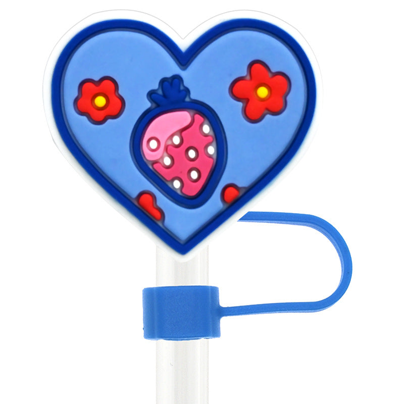 Wholesale Random 100pcs Creative Love 10mm PVC Soft Straw Tube Cap ACC-SCR-RYY097