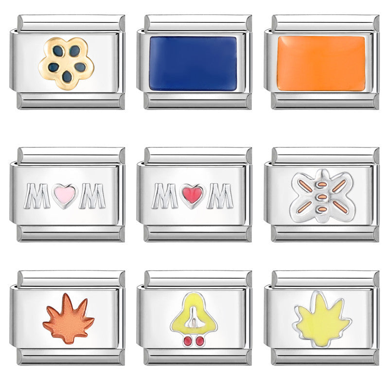 Wholesale Italian modular bracelet 9mm DIY splicing detachable flower series stainless steel combinable bracelet