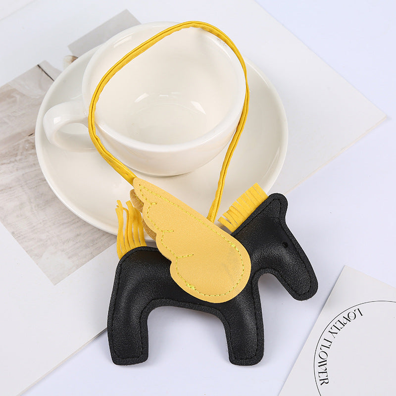 Wholesale Cute Pegasus Pendant PU Leather Camel Keychain