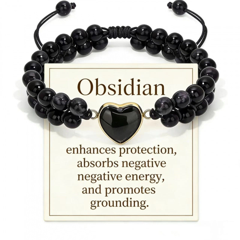 Wholesale Amethyst Double Row Love Woven Bracelet Women' s Fashion Jewelry Accessory