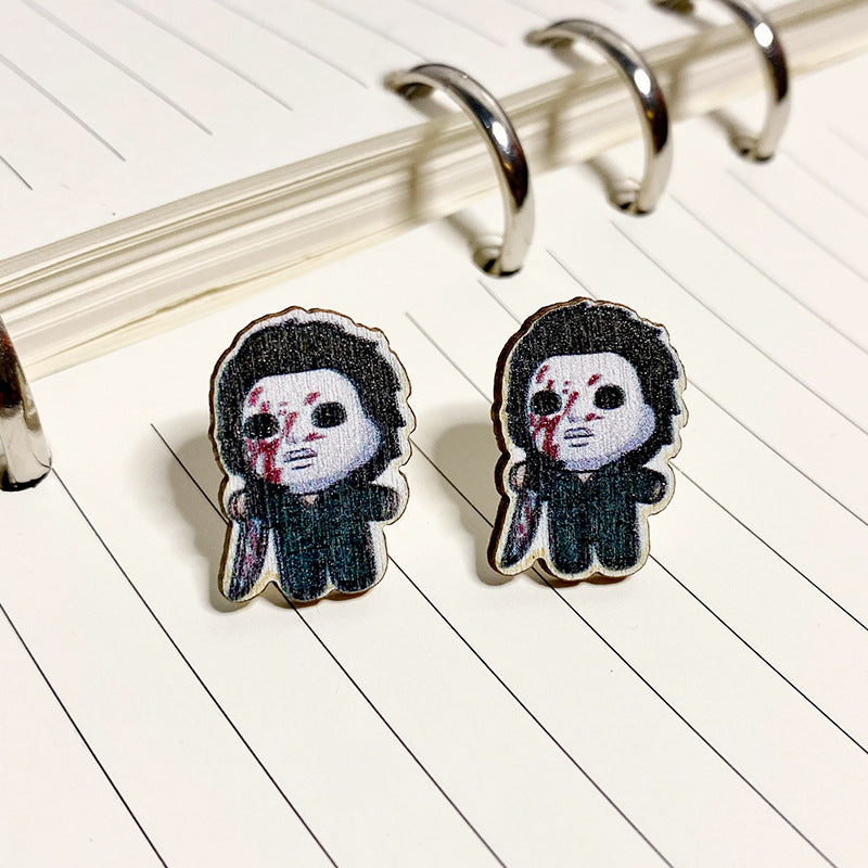 Wholesale Halloween wooden stud earrings
