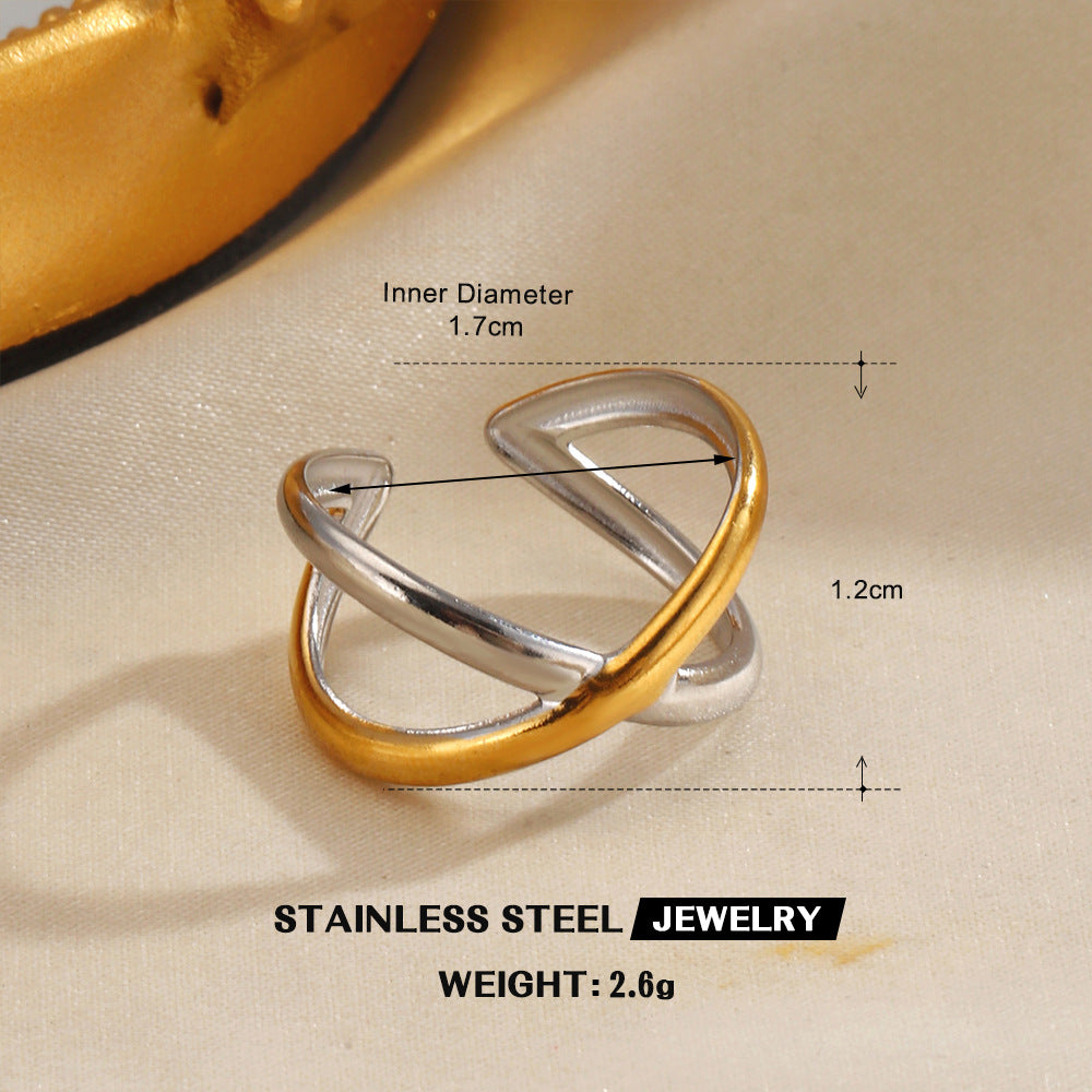 Wholesale Stainless Steel Contrast Color Ring for Women Fashion Accessory Everyday Wear