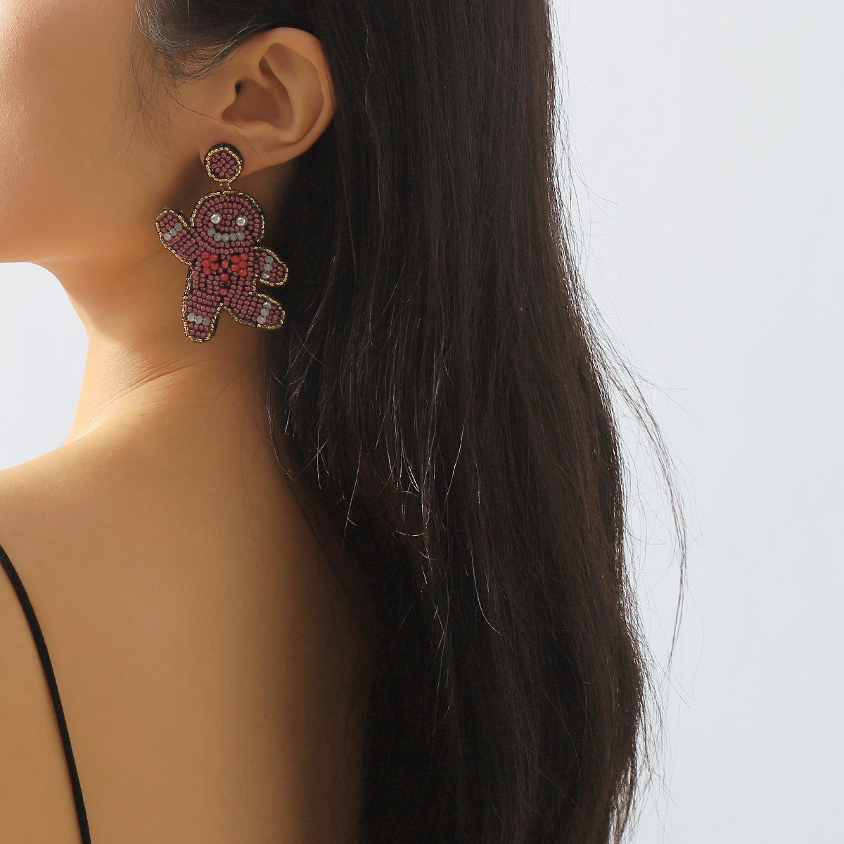 Wholesale  Bohemian Christmas Color Gingerbread Man Earrings