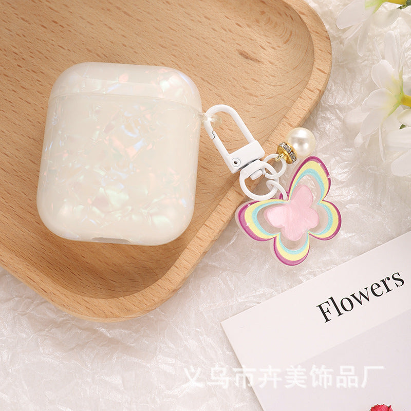 Wholesale Acrylic colorful hollow butterfly pearl pendant keychain