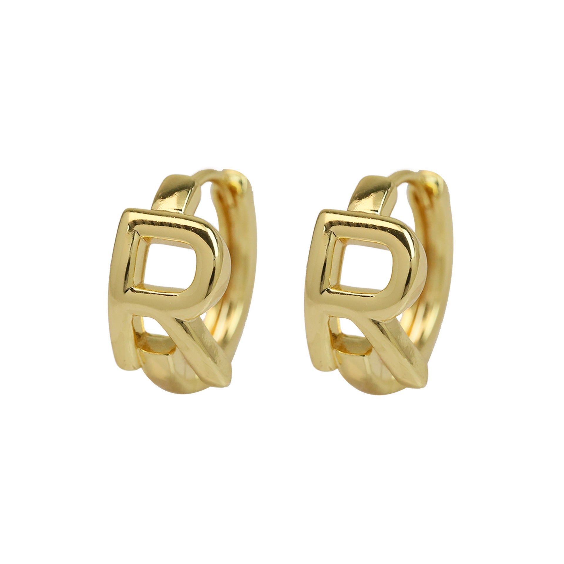 Wholesale 18k gold high-polished brass simple style 26 English letters earrings