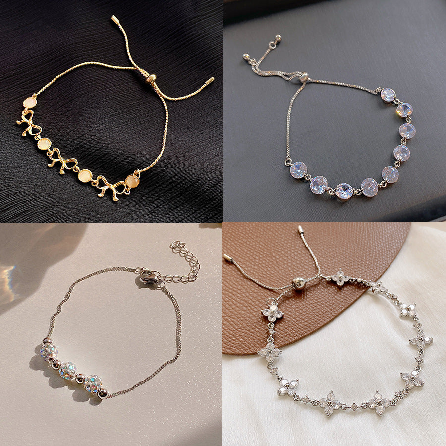 Wholesale Bow Butterfly Titanium Steel Diamond Bracelet Bow Bracelets Butterfly Bracelets ACC-BT-LvSha001