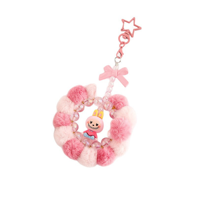 Wholesale Cartoon  Handmade Pom-Pom Beaded  Keychain  ACCVIP