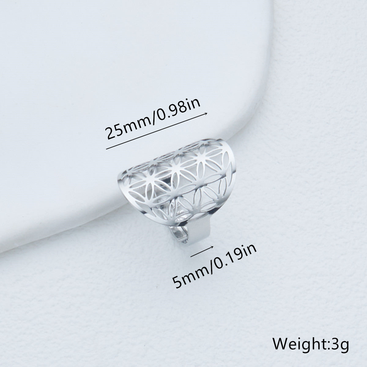 Wholesale stainless steel Flower of Life Golden Silver Hollow adjustable open ring