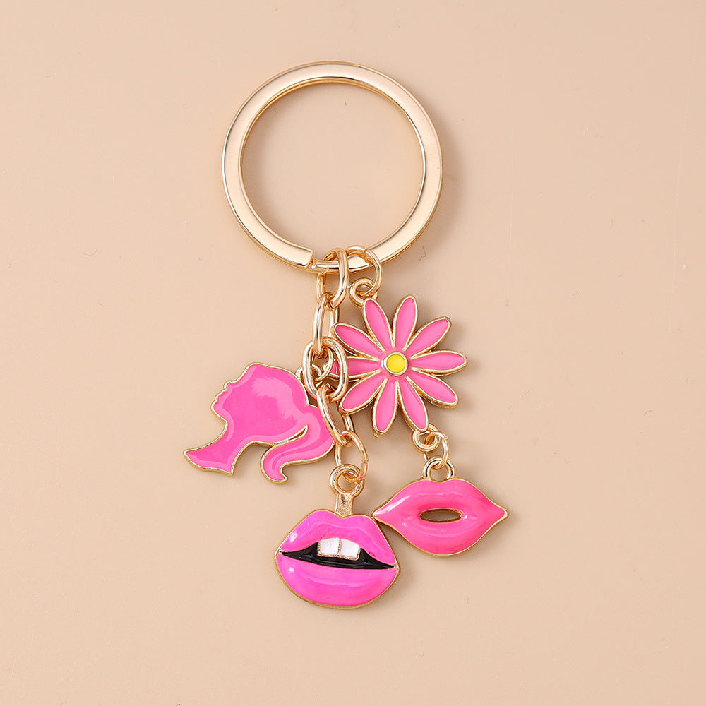 Wholesale Alloy Flower Lips Rose Heart Keychain
