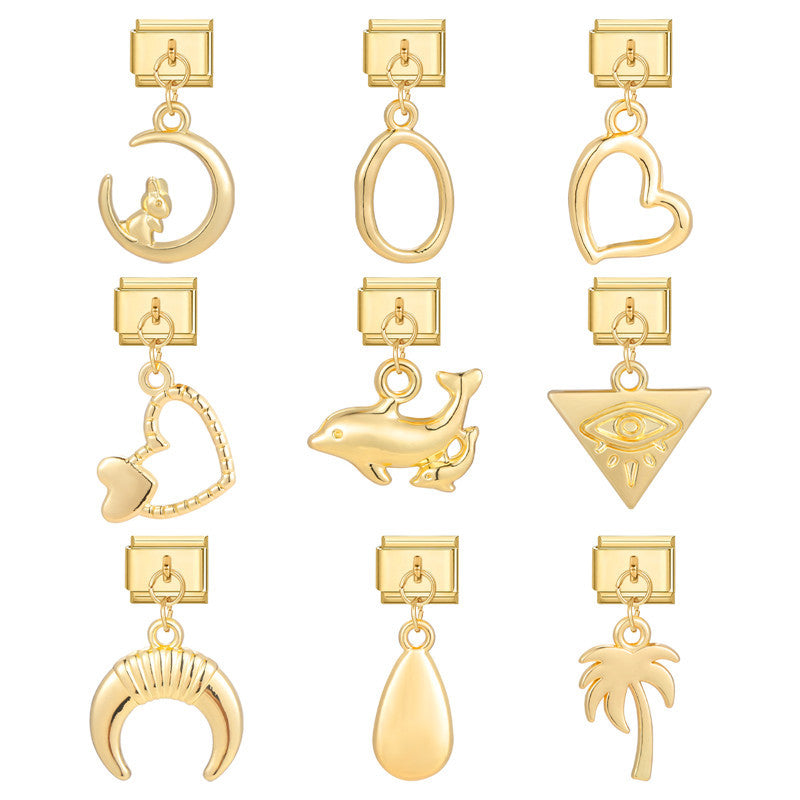 Wholesale Italian Charm Bracelet 9mm DIY Splicing Gold Pendant Titanium Steel Composable Bracelet