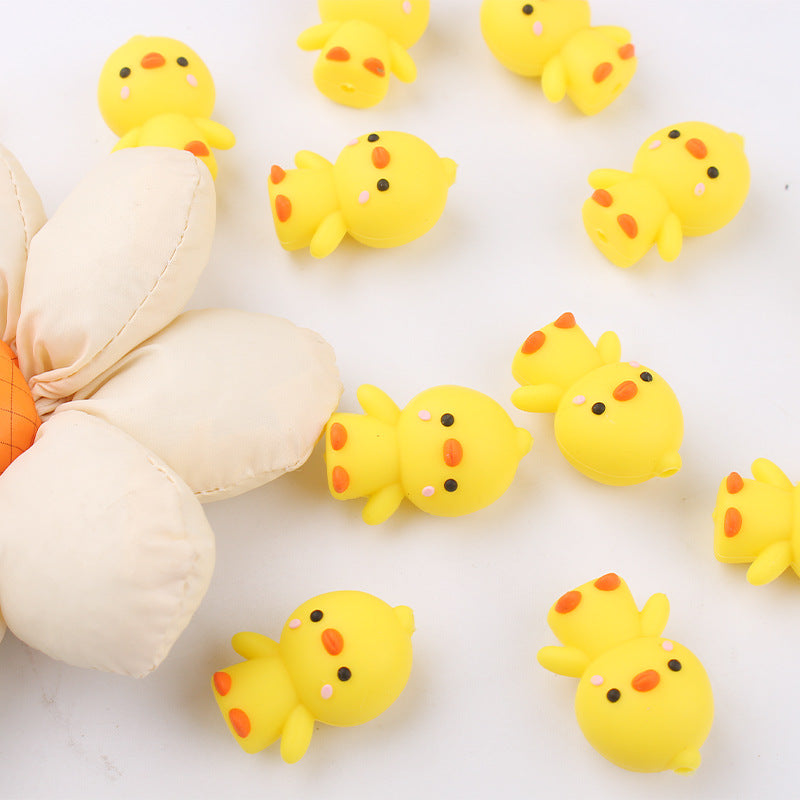 Wholesale 5pcs Cartoon Duck Silicone Beads Focal Beads DIY Bead Accessories ACC-BDS-GuangTian048