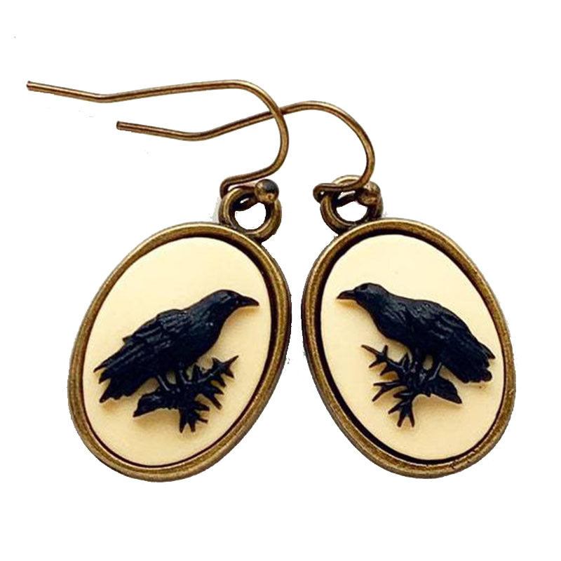 Wholesale Black Crow Earrings  Animal Accessories Geometric Oval Earrings Earrings