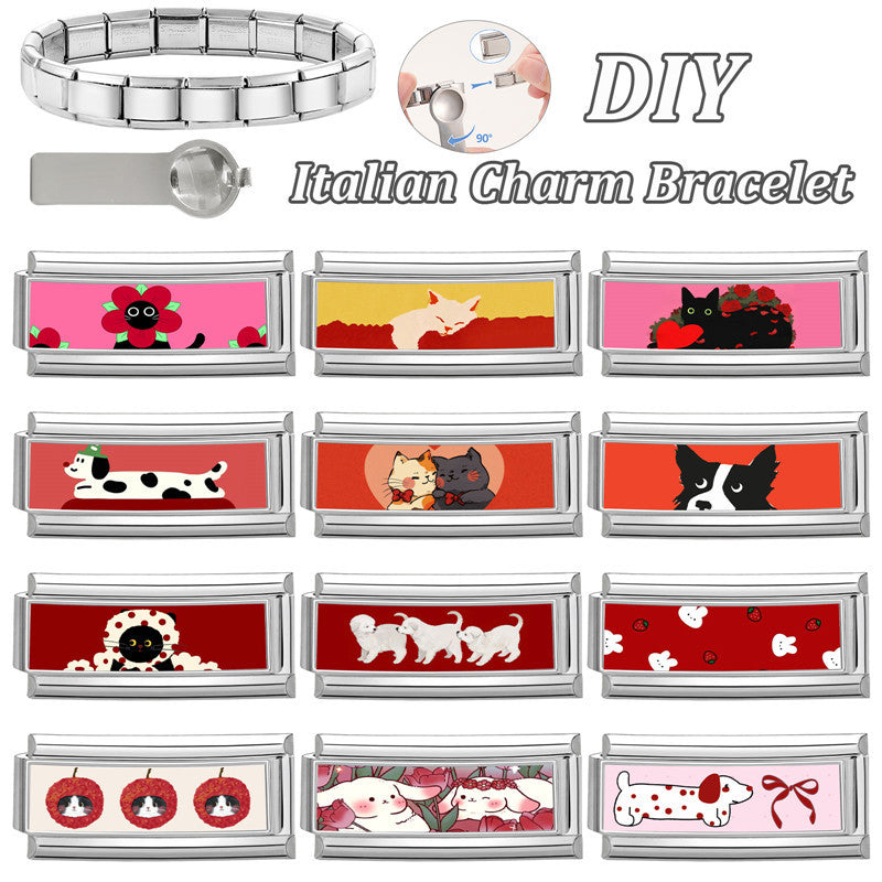 Wholesale 9mm Italian Charm Starter Bracelets DIY Long Terms Stainless Steel Composable Bracelet