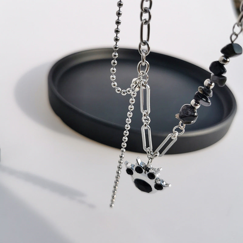 Wholesale  Titanium Steel Diamond Cat claw necklace  light luxury necklaces