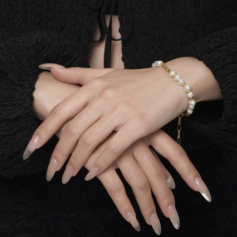 Wholesale Light Luxury Freshwater Pearl S925 Sterling Silver Bracelet ACC-BT-YWE003