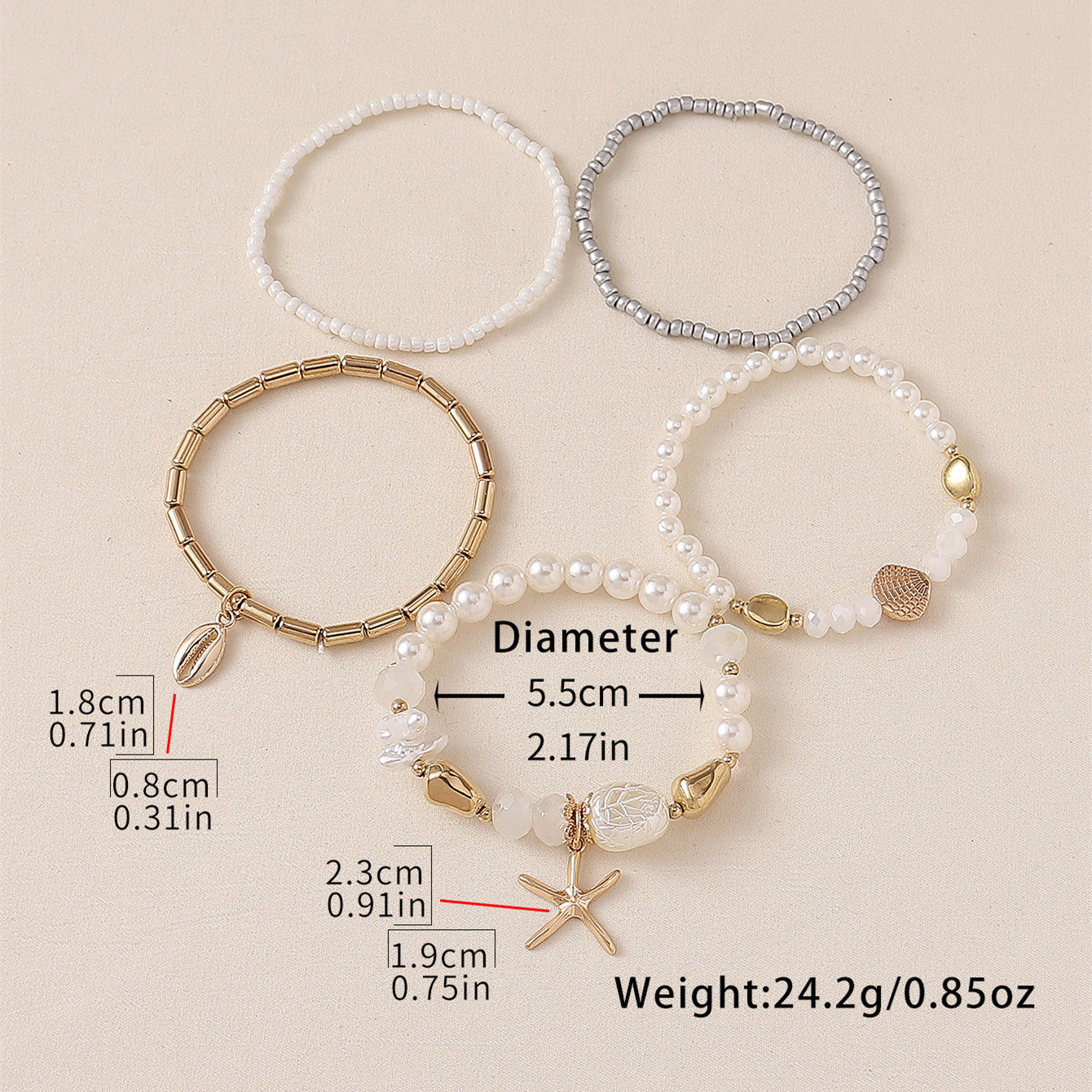 Wholesale Boho Beach Shell Starfish Bracelet - Fashionable Ocean Style Jewelry Accessory for Everyday Wear