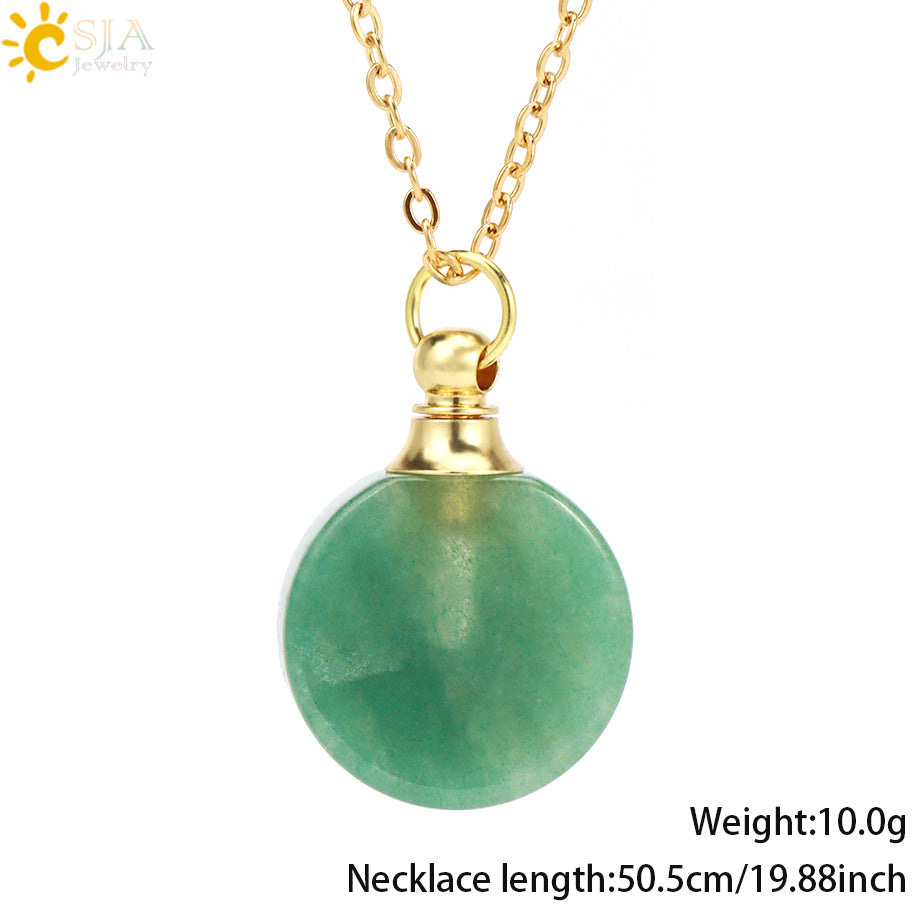Wholesale Natural Stone Crystal Essential Oil Bottle Pendant Necklace ACC-NE-HuaiShe003