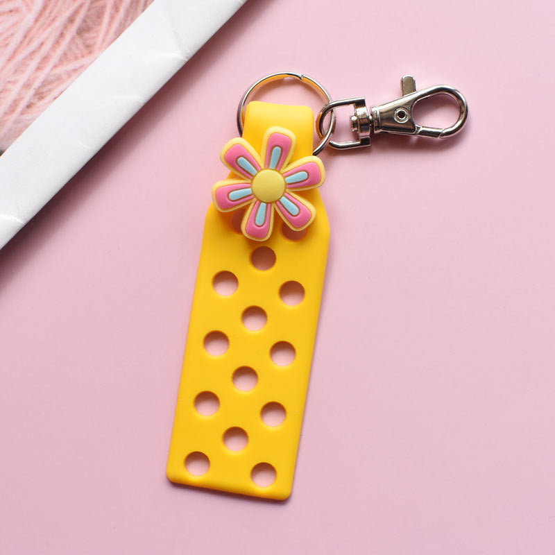 Wholesale Random 10pcs Colored Flower PVC Soft Adhesive DIY Board Keychains ACC-KC-RYY004