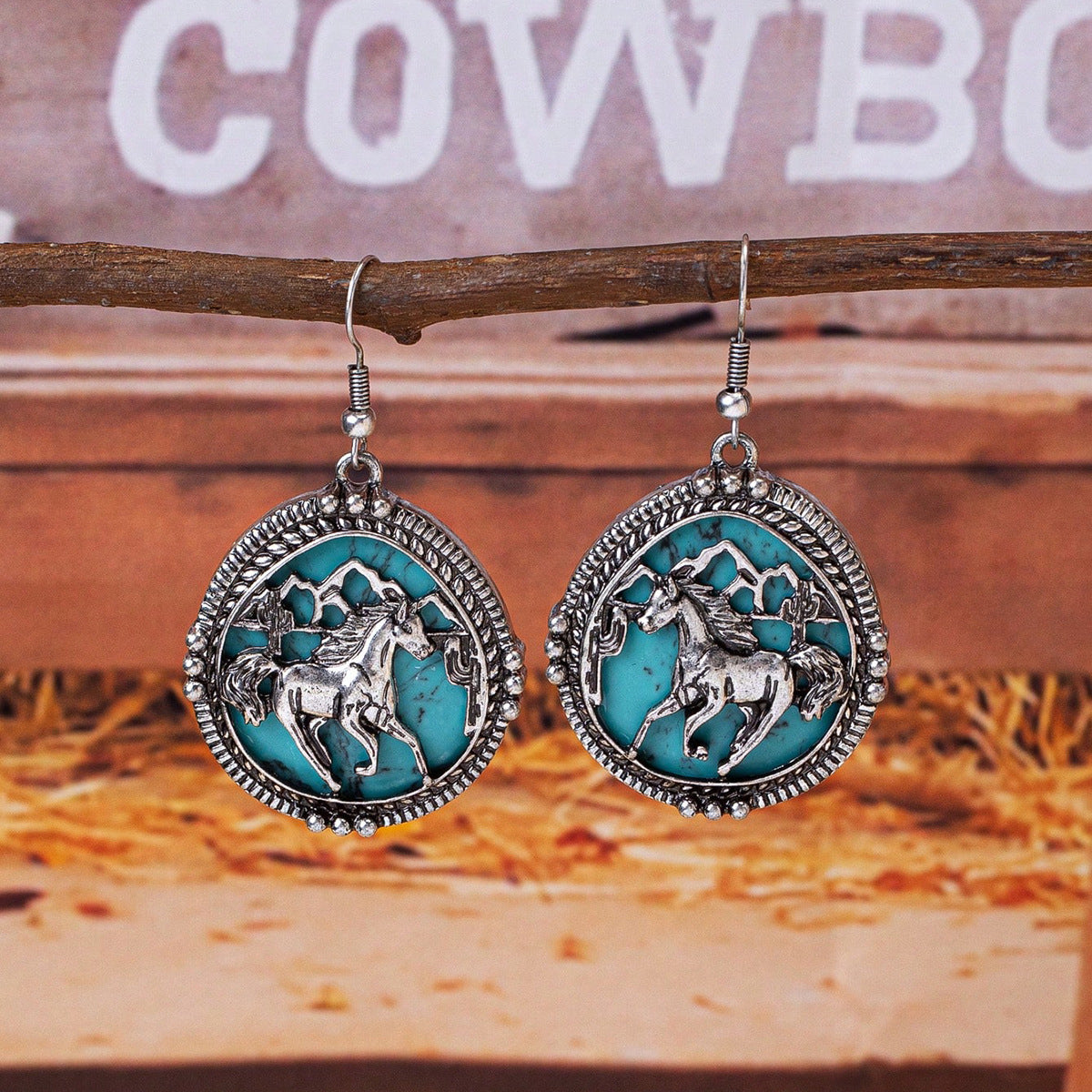 Wholesale  Western Style Retro Flower Horse Highland Cow Desert  Earrings