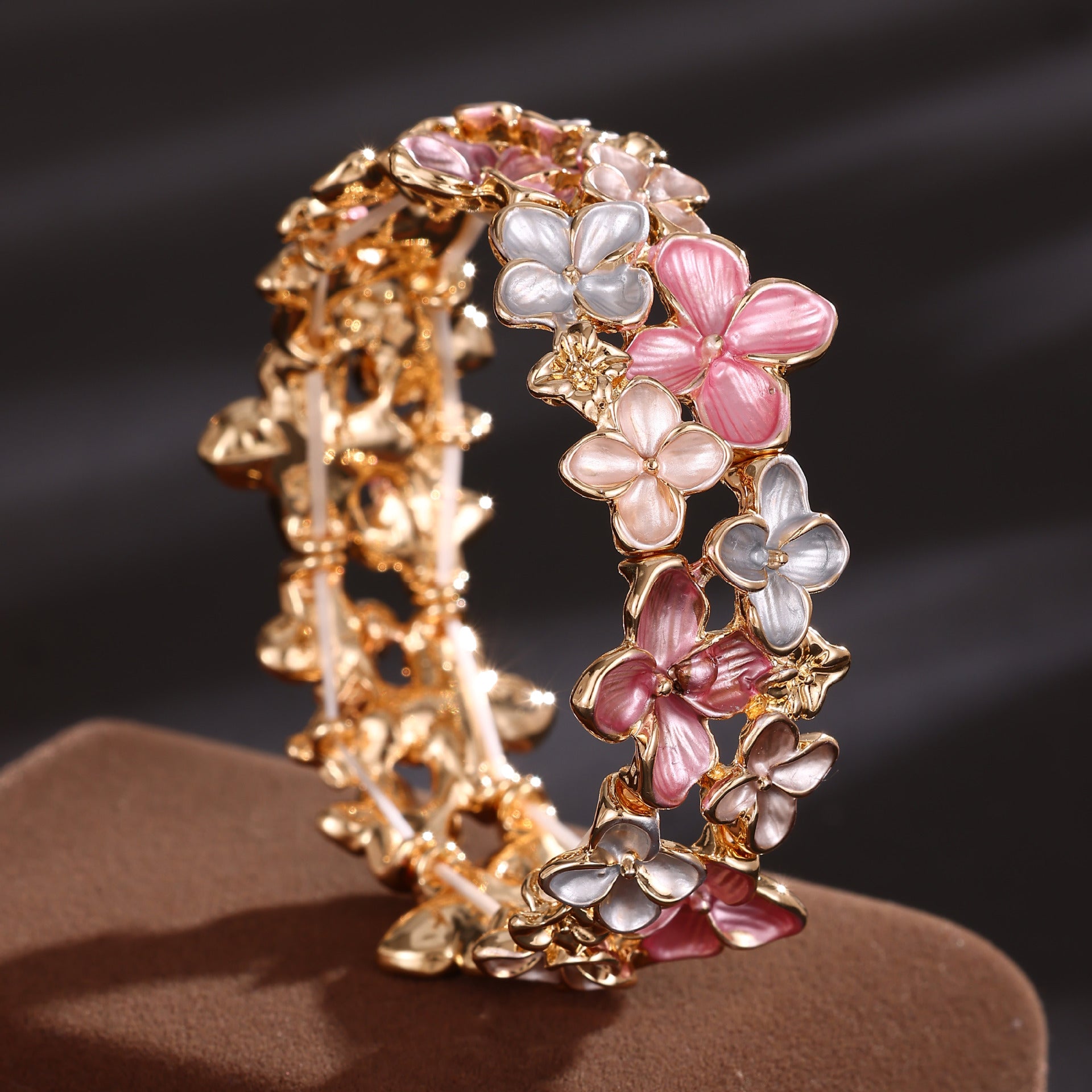 Wholesale  Enamel Small Cherry Blossom Elastic Bracelet