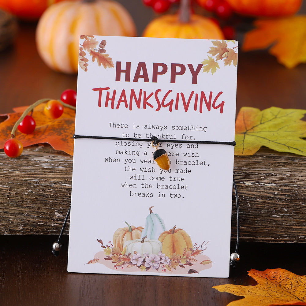 Wholesale Thanksgiving Maple Leaf Turkey Pine Cone Bracelet