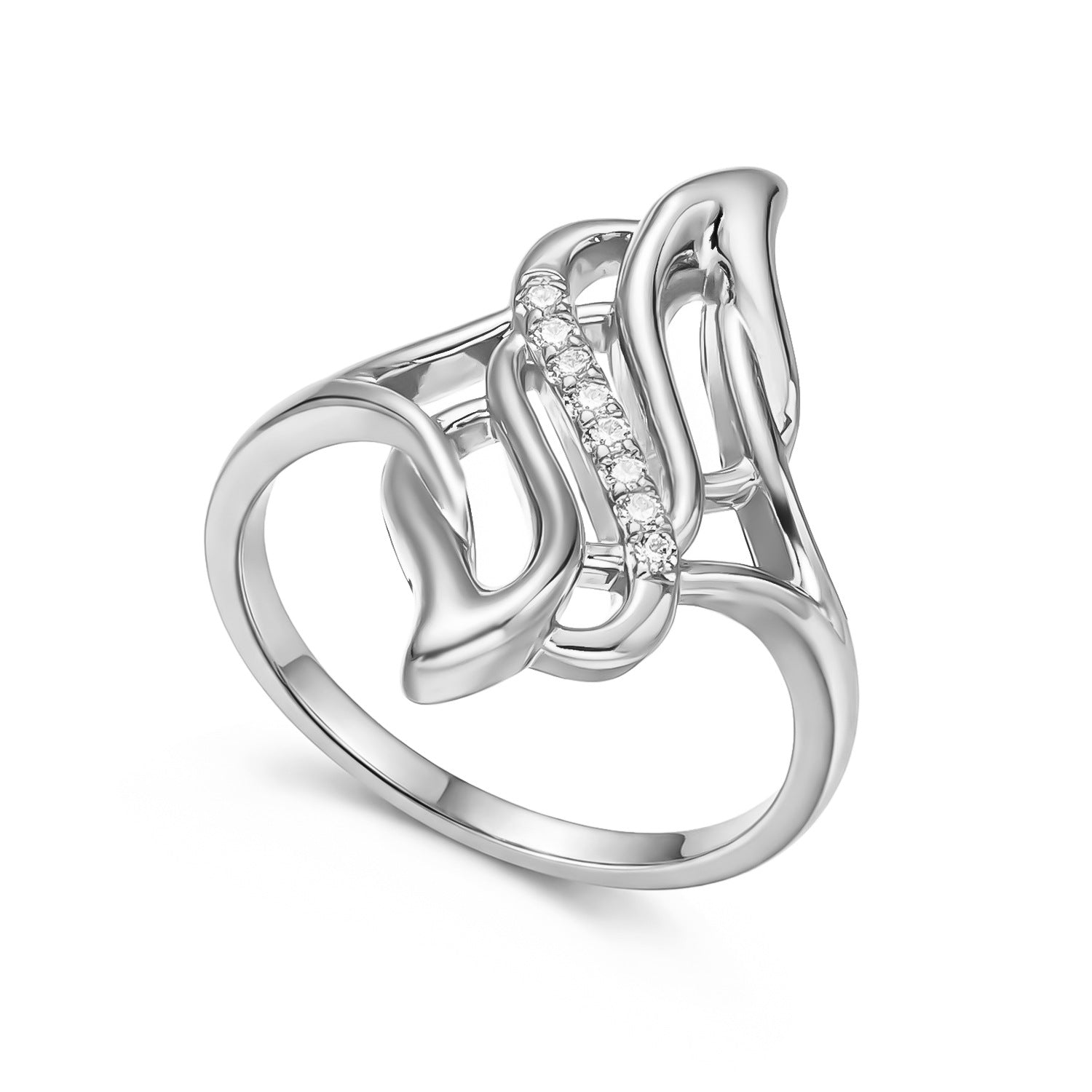 Wholesale Three In One Heart Shaped Copper Zircon Ring Trendy Everyday Jewelry Accessory