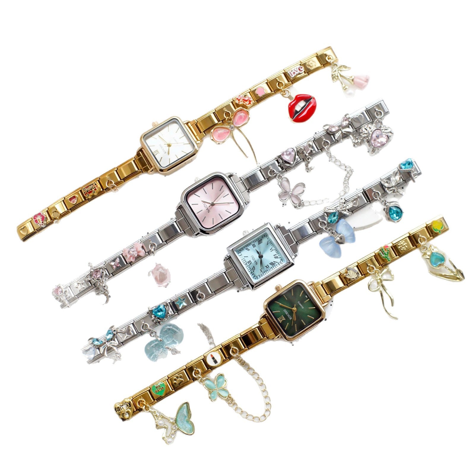 Wholesale Italian Charm Watches Multifunctional Casual DIY gold Module Splicing Diamond Pendant Stainless Steel Watch